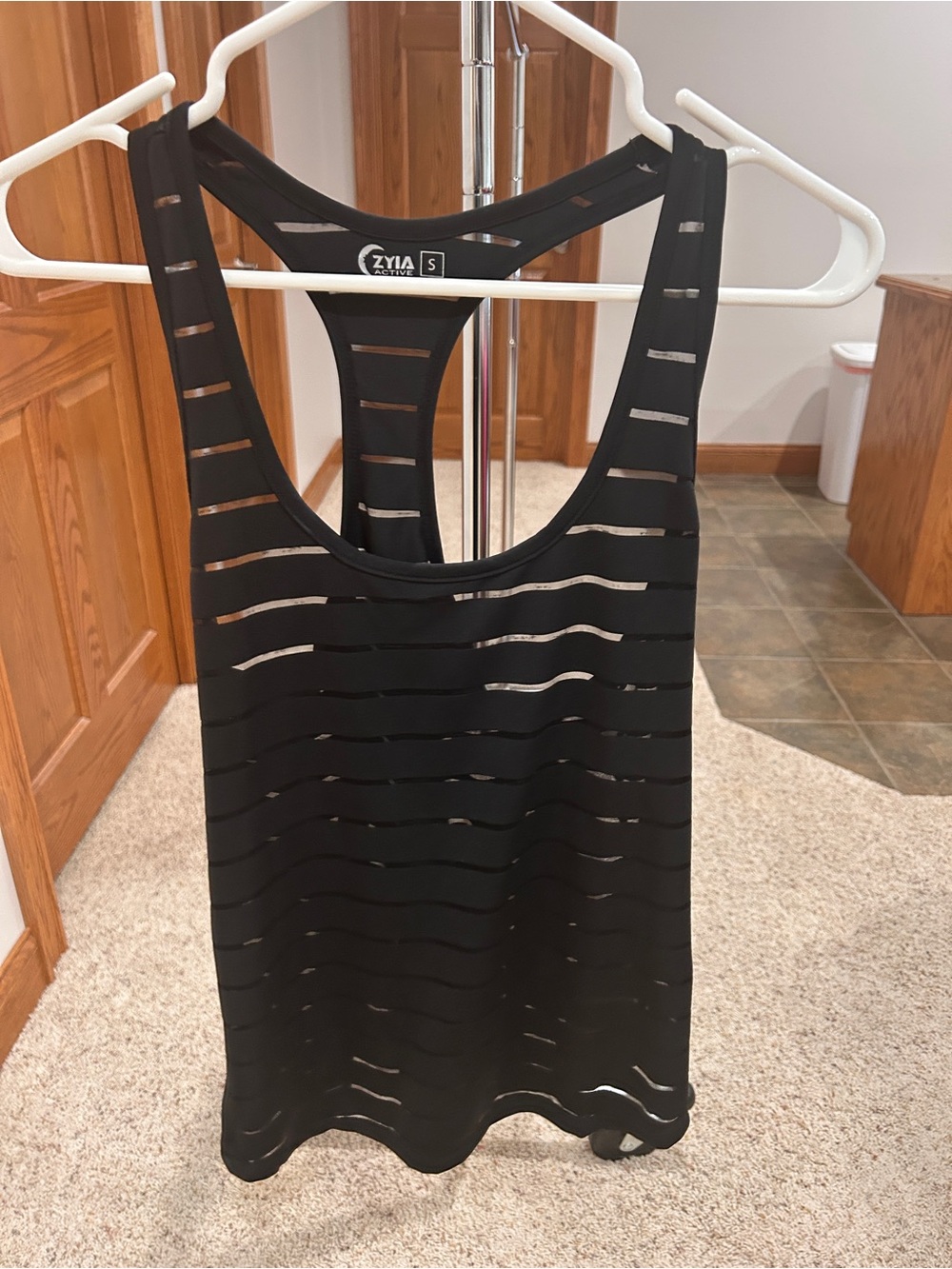 ZYIA Black Striped Cutout Racerback Tank